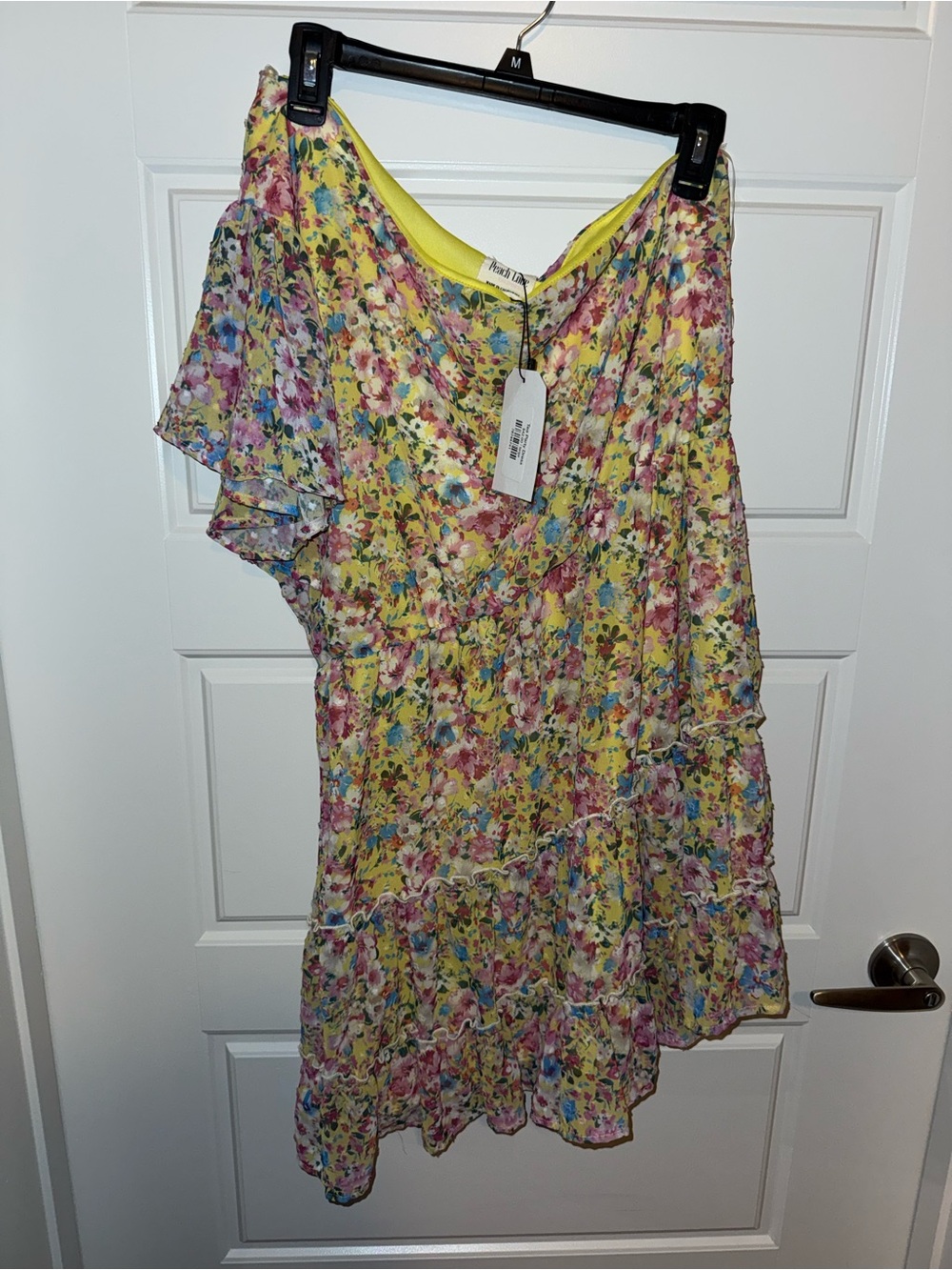 Peach Love California Yellow Floral Ruffle Tunic